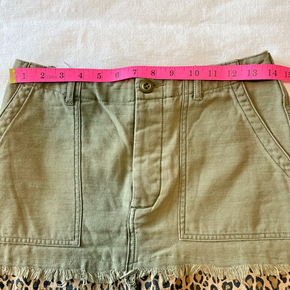 R13 Women's Utility Camp Fatigue Olive Skirt with Leopard Accent Women's Size 25 - Picture 5 of 7